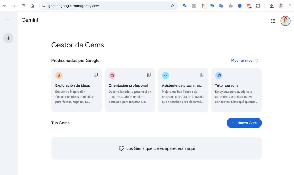 gestor de gems de gemini